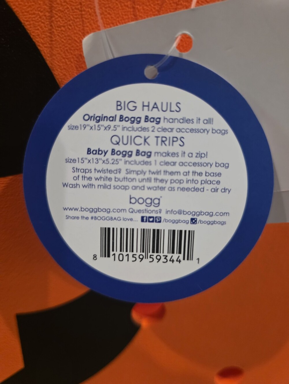 BOGG BAG Orange Pumpkin Jack-O'-Lantern Tote - Picture 5 of 5